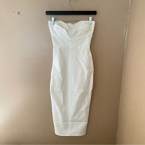 More To Come Sophia Midi Dress White strapless sheath stretch Revolve - Picture 11 of 12
